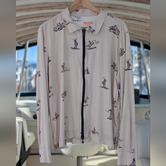 Orville Peck x DSNY | Rodeo Spell Out Omni Top Zip Front Tan Brown Large Unisex - Picture 5 of 15